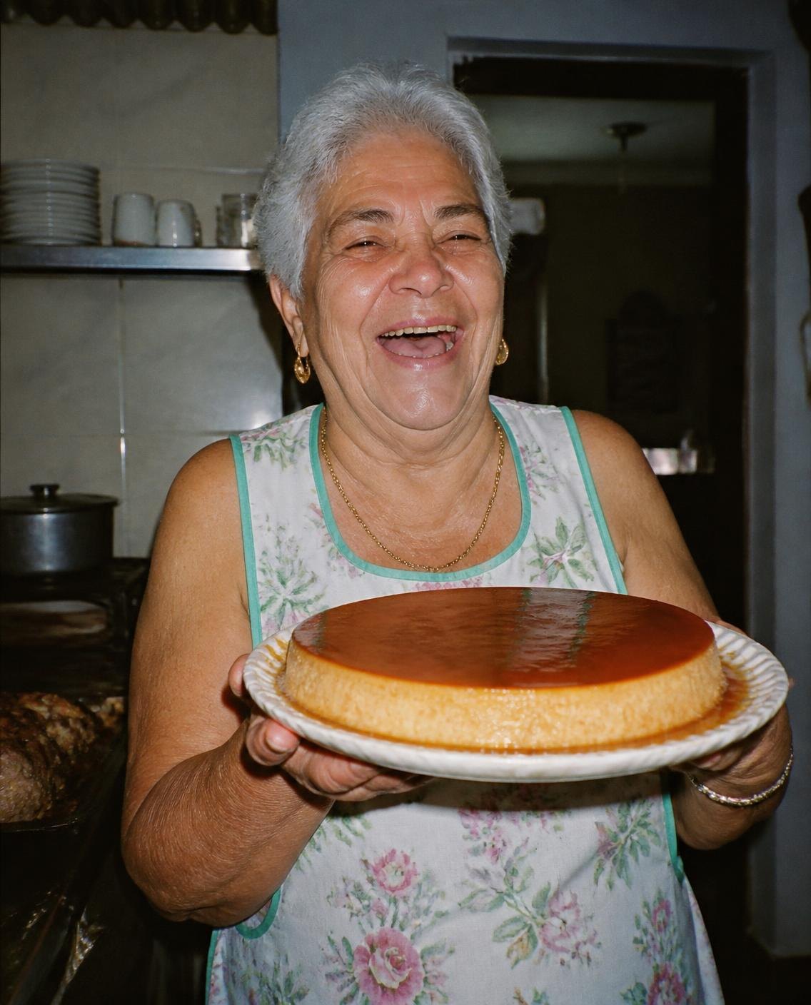 Abuela Marta with her flan