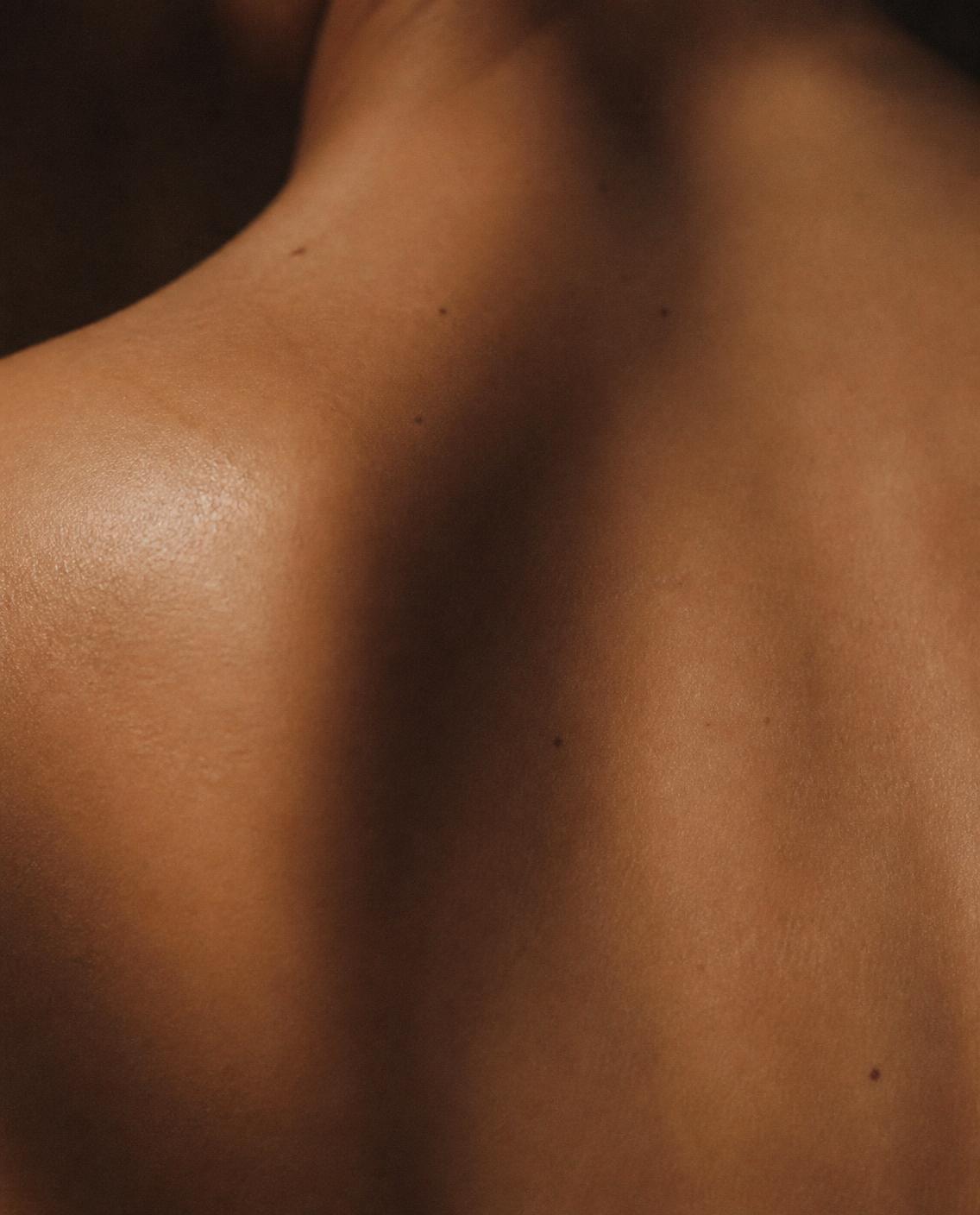 Macro of skin on the shoulder and back